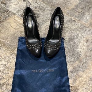 Sergio Rossi leather platform studded pumps. Like new! Worn maybe once!